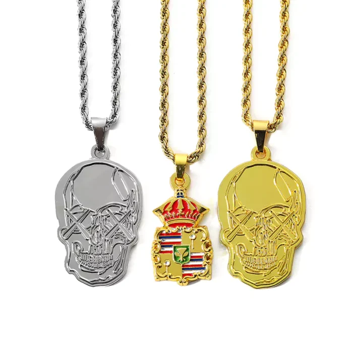 Skull and Badge Design Shaped Lacquer Plating Pendant